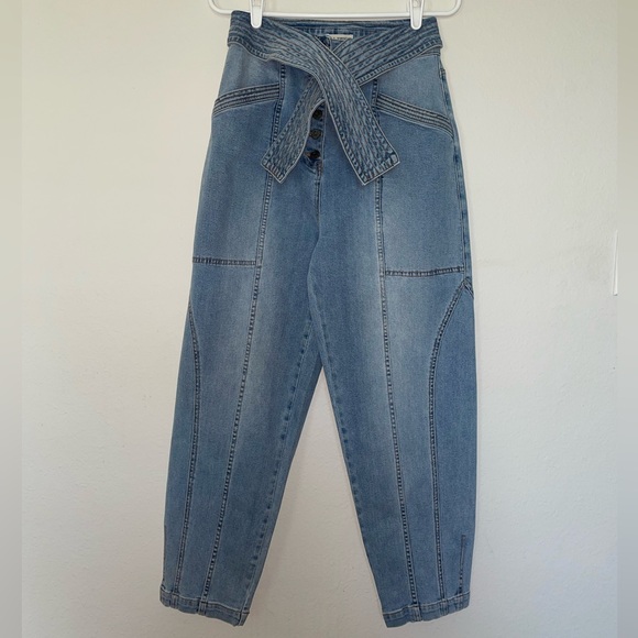 Ulla Johnson Otto High Waisted Straight Leg Tie Waist Designer Denim Jeans NWOT - Picture 3 of 12
